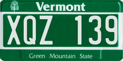 VT license plate XQZ139