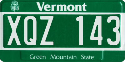 VT license plate XQZ143