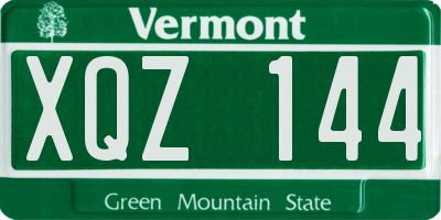 VT license plate XQZ144