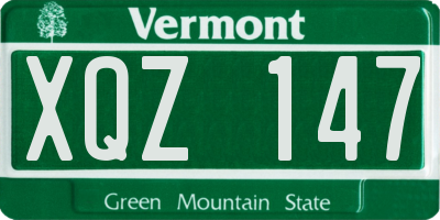 VT license plate XQZ147