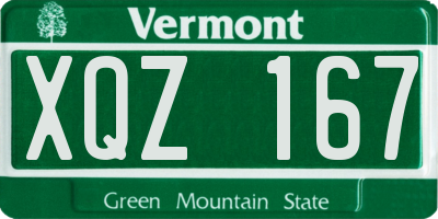 VT license plate XQZ167