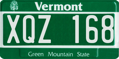VT license plate XQZ168