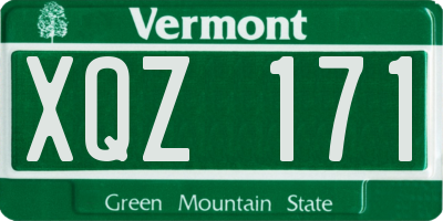 VT license plate XQZ171