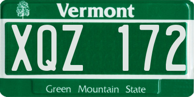 VT license plate XQZ172