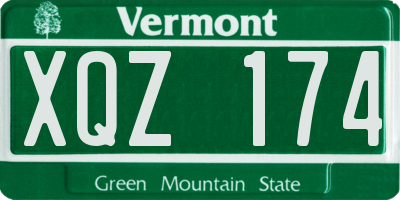VT license plate XQZ174