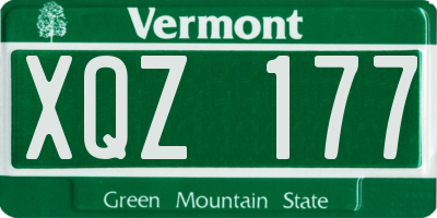 VT license plate XQZ177
