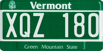 VT license plate XQZ180
