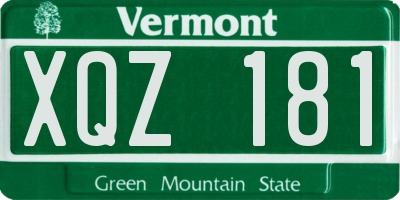 VT license plate XQZ181