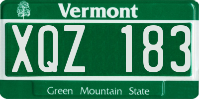 VT license plate XQZ183