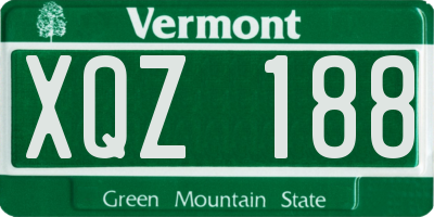 VT license plate XQZ188