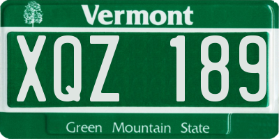 VT license plate XQZ189
