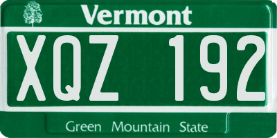 VT license plate XQZ192