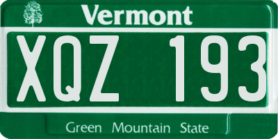 VT license plate XQZ193
