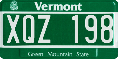 VT license plate XQZ198