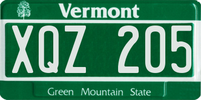 VT license plate XQZ205