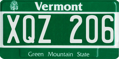 VT license plate XQZ206