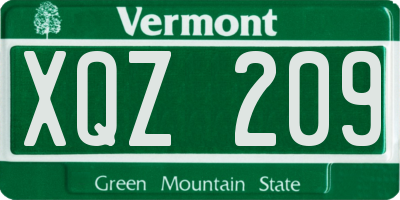 VT license plate XQZ209