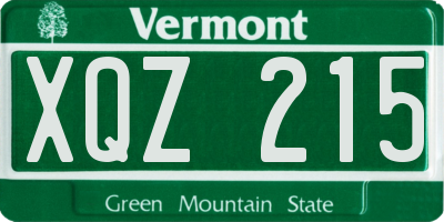 VT license plate XQZ215