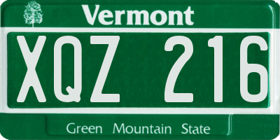 VT license plate XQZ216