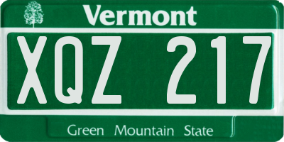 VT license plate XQZ217