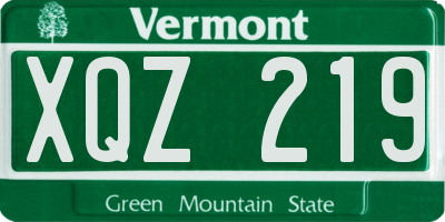 VT license plate XQZ219