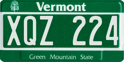 VT license plate XQZ224