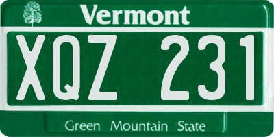 VT license plate XQZ231