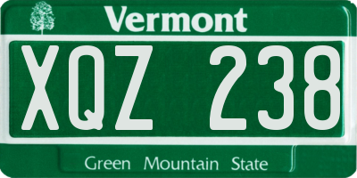 VT license plate XQZ238