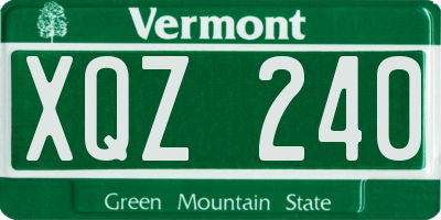 VT license plate XQZ240