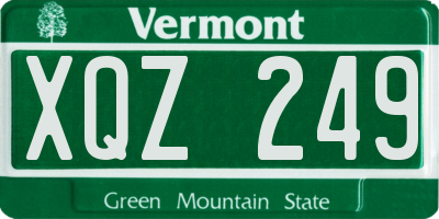 VT license plate XQZ249
