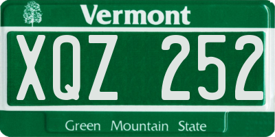 VT license plate XQZ252