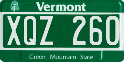 VT license plate XQZ260