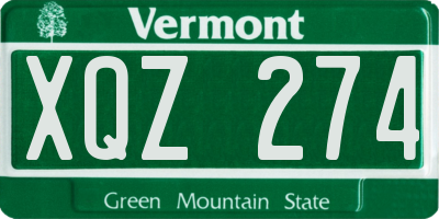 VT license plate XQZ274