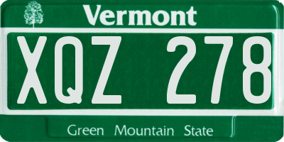 VT license plate XQZ278