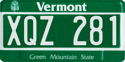 VT license plate XQZ281