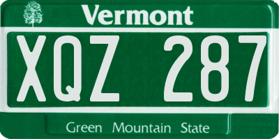 VT license plate XQZ287