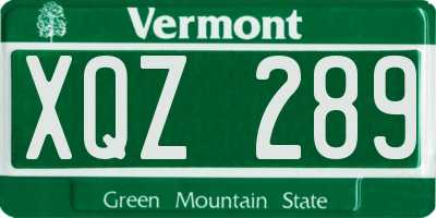 VT license plate XQZ289