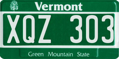 VT license plate XQZ303