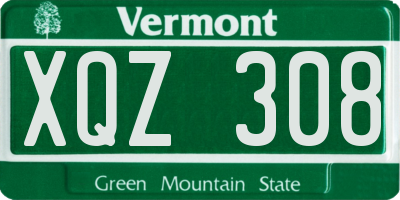 VT license plate XQZ308