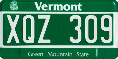 VT license plate XQZ309