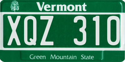 VT license plate XQZ310