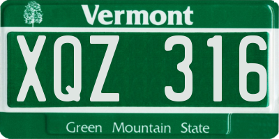 VT license plate XQZ316