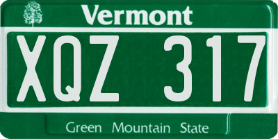 VT license plate XQZ317