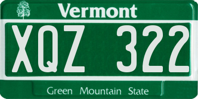 VT license plate XQZ322