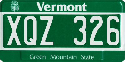 VT license plate XQZ326