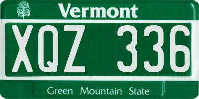 VT license plate XQZ336