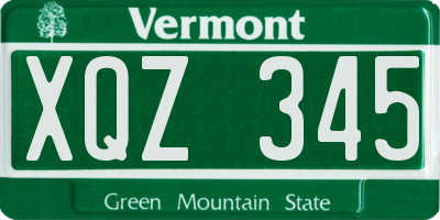 VT license plate XQZ345