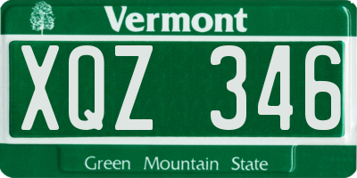 VT license plate XQZ346