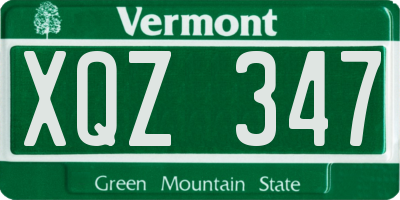 VT license plate XQZ347
