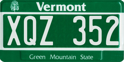 VT license plate XQZ352